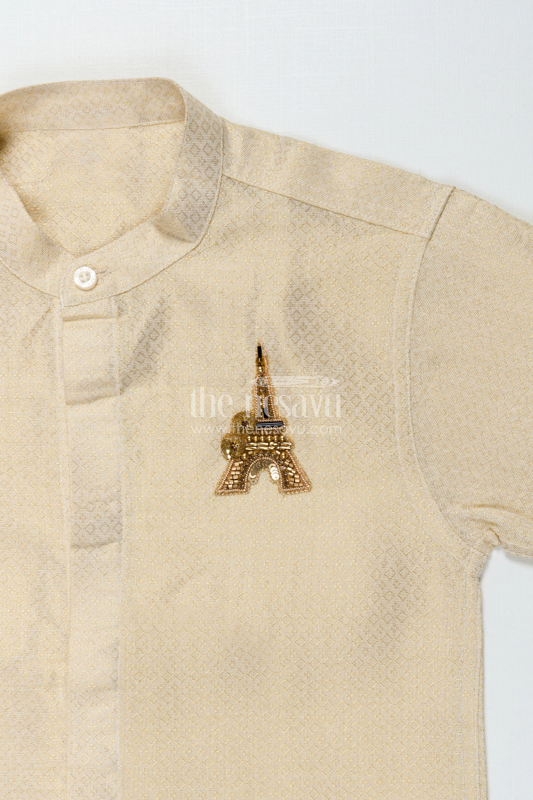 The Nesavu Boys Silk Shirt Boys Embossed Silk Shirt for Weddings and Traditional Occasions Nesavu Nesavu boys embossed tissue silk shirt for weddings and festive traditional functions