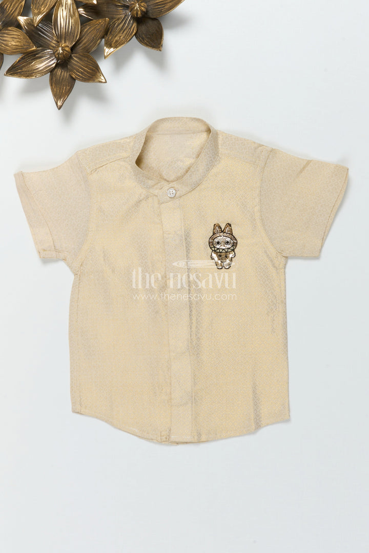 The Nesavu Boys Silk Shirt Boys Embossed Silk Shirt for Weddings and Traditional Occasions Nesavu Nesavu boys embossed tissue silk shirt for weddings and festive traditional functions