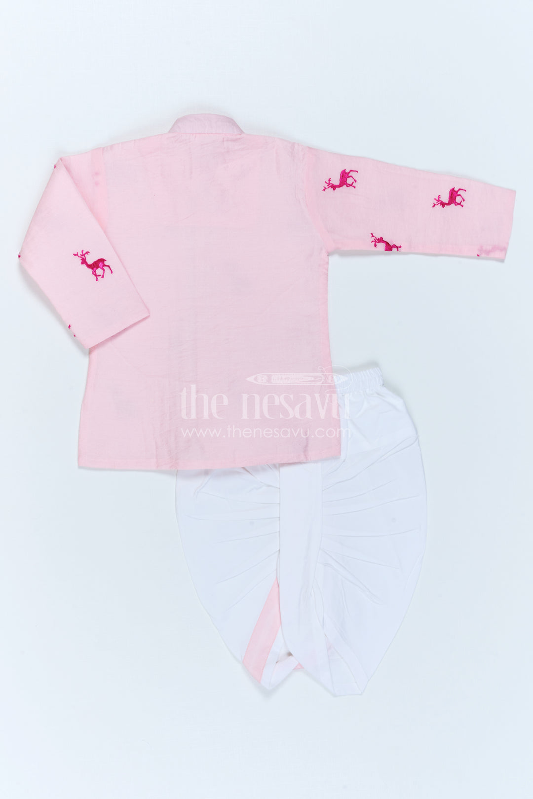The Nesavu Boys Dothi Set Boys Embroidered Dothi Set for Festive Family Celebrations Nesavu Nesavu Boys Embroidered Dothi Set With Thread Work Kurta For Festive Family Occasions