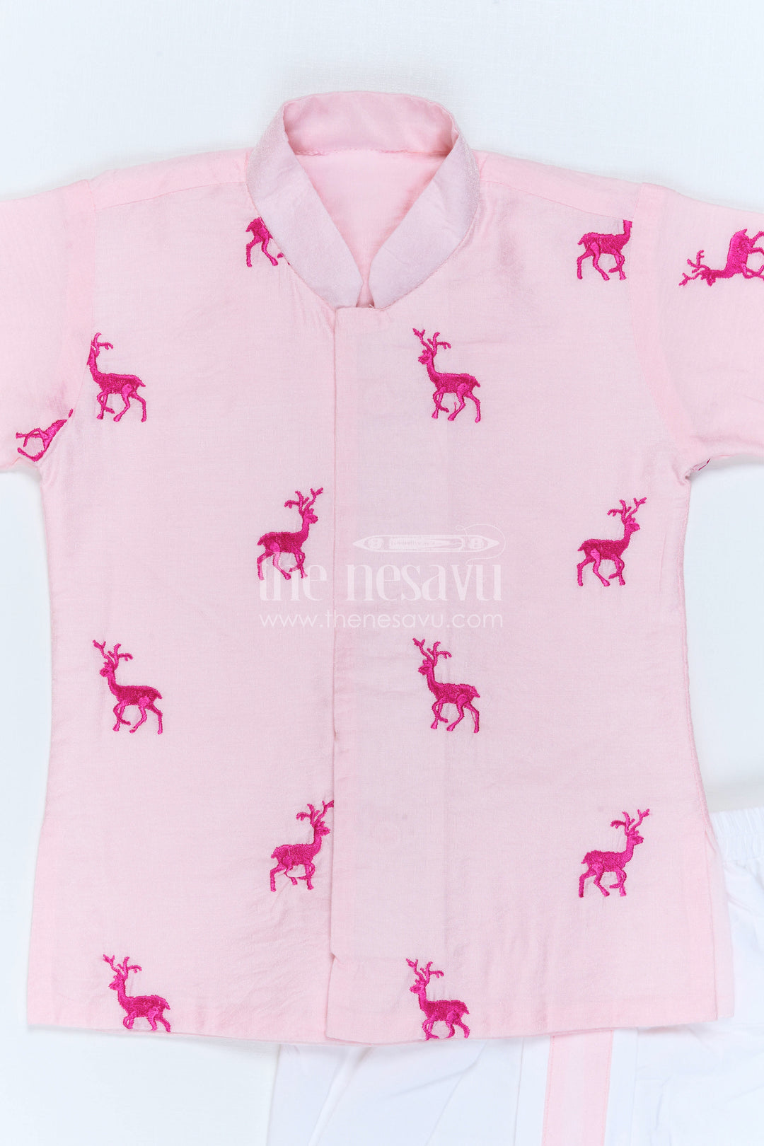 The Nesavu Boys Dothi Set Boys Embroidered Dothi Set for Festive Family Celebrations Nesavu Nesavu Boys Embroidered Dothi Set With Thread Work Kurta For Festive Family Occasions