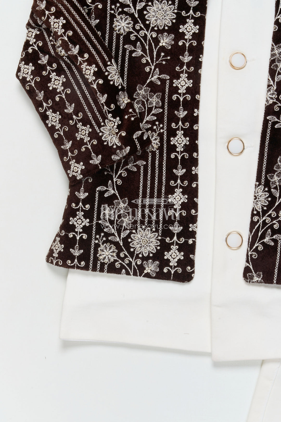 The Nesavu Boys Jacket Sets Boys Embroidered Jacket Set for Wedding and Festive Events Nesavu Nesavu boys velvet embroidered jacket set weddings traditional family functions