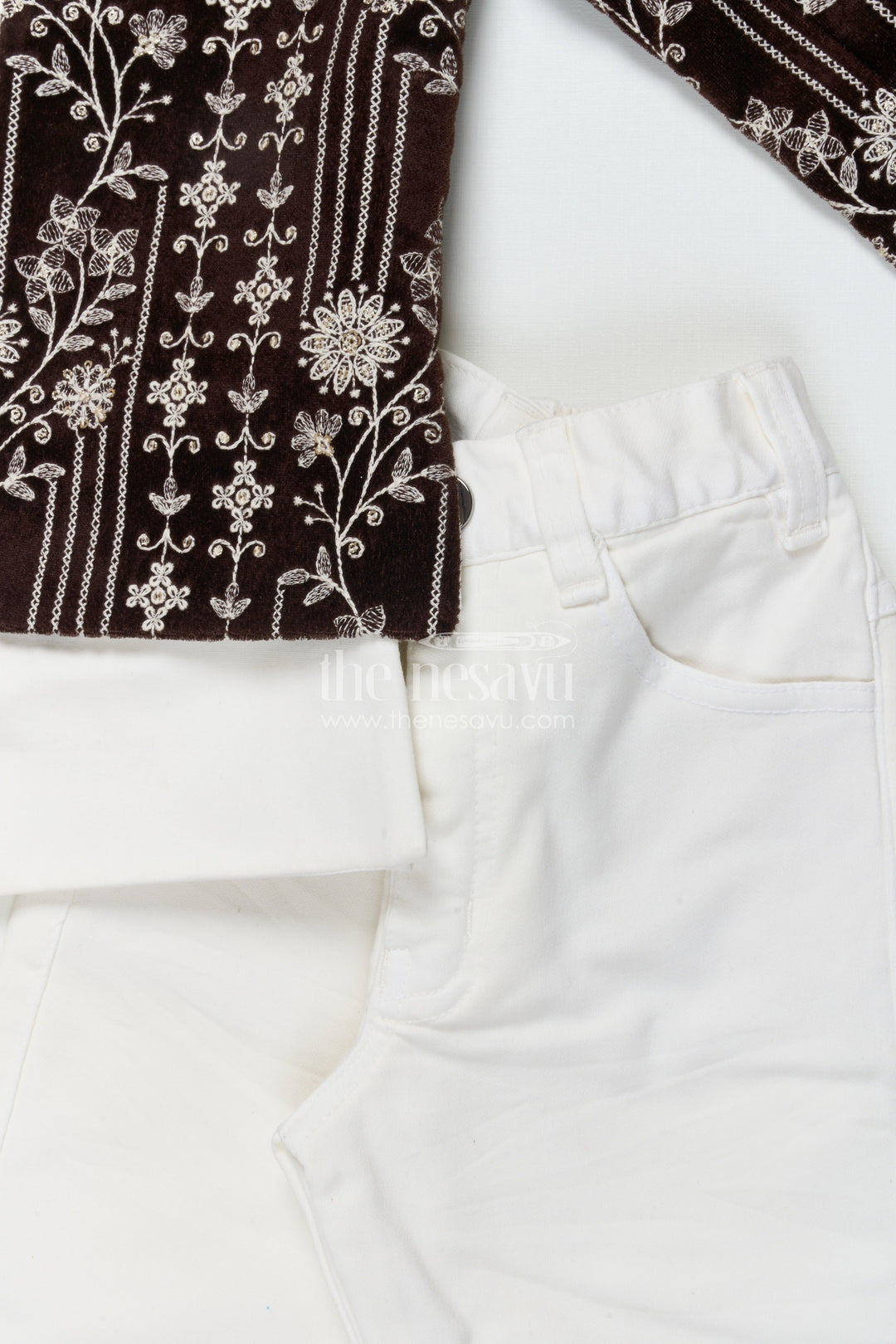 The Nesavu Boys Jacket Sets Boys Embroidered Jacket Set for Wedding and Festive Events Nesavu Nesavu boys velvet embroidered jacket set weddings traditional family functions