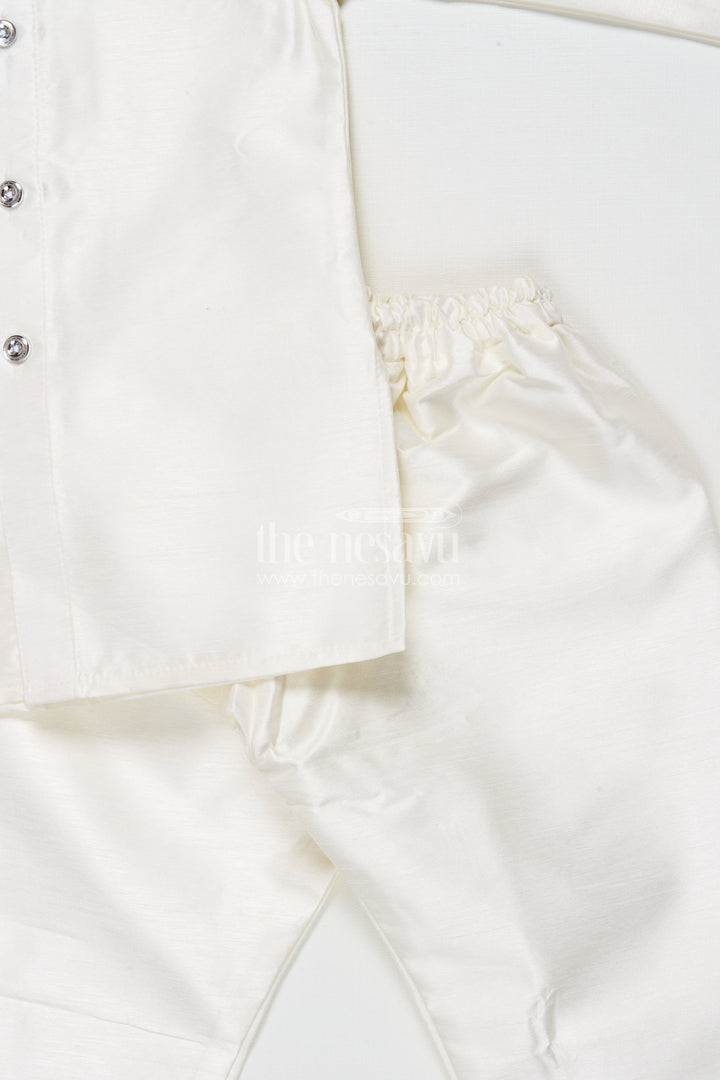 The Nesavu Boys Jacket Sets Boys Embroidered Jacket Set for Weddings and Festive Functions Nesavu Nesavu boys silk jacket set with embroidered Nehru jacket for weddings and traditional functions