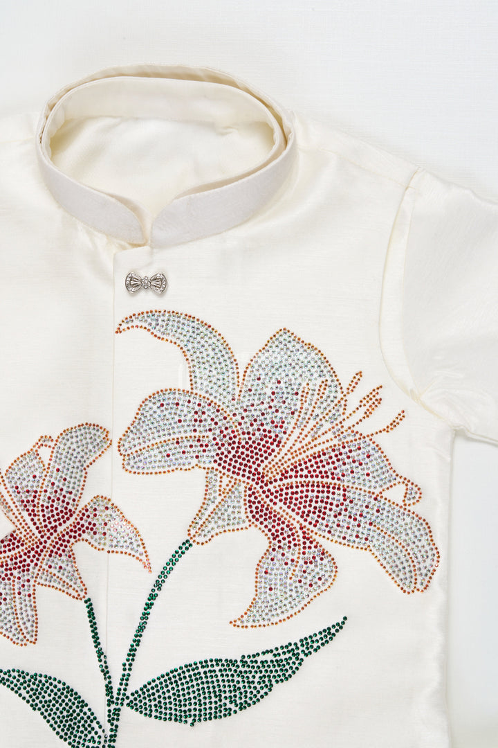 The Nesavu Boys Jacket Sets Boys Embroidered Jacket Set for Weddings and Festive Functions Nesavu Nesavu boys silk jacket set with embroidered Nehru jacket for weddings and traditional functions