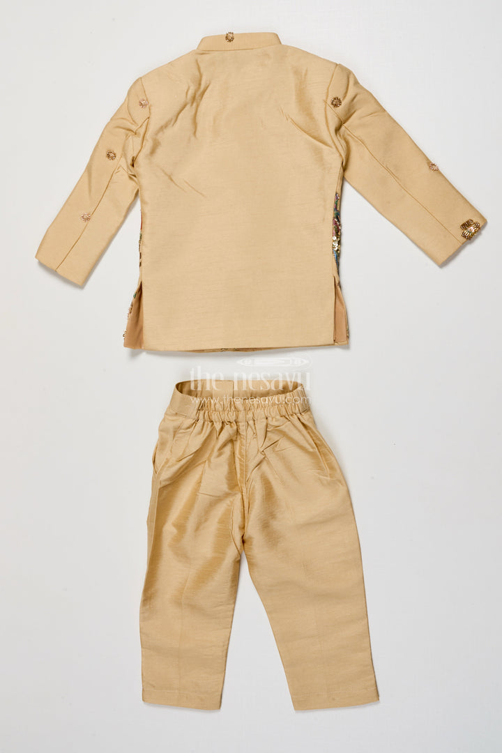 The Nesavu Boys Jacket Sets Boys Embroidered Jacket Set with Parrot Motif for Weddings and Stage Events Nesavu Nesavu boys embroidered jacket set parrot motif weddings festive stage performances