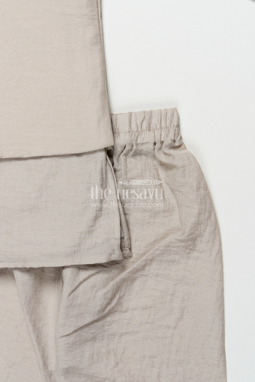 The Nesavu Boys Jacket Sets Boys Ethnic Cotton Kurta Set with Patchwork for Temple and School Functions Nesavu Nesavu boys cotton kurta set embroidered patch temple visits ethnic celebrations