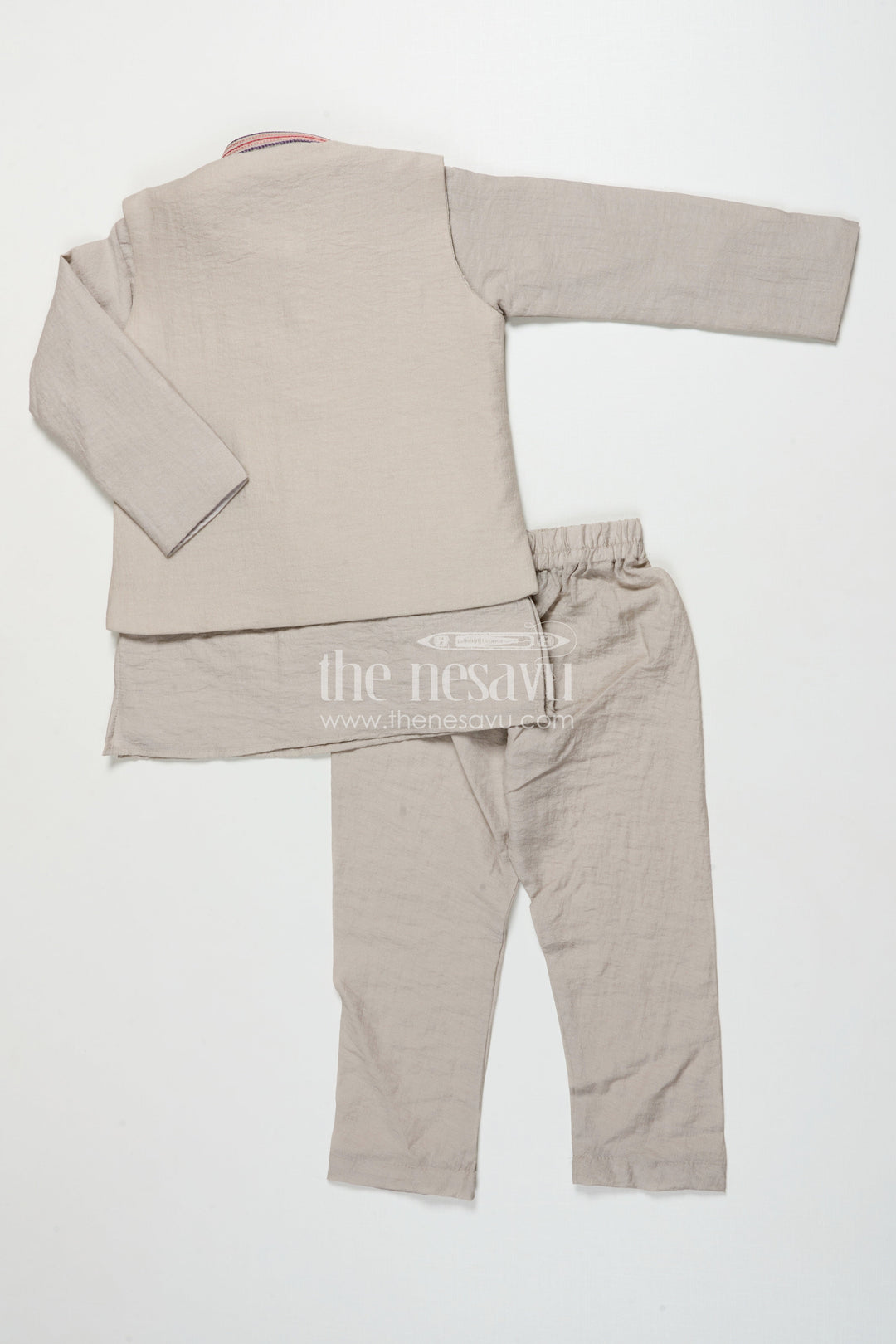 The Nesavu Boys Jacket Sets Boys Ethnic Cotton Kurta Set with Patchwork for Temple and School Functions Nesavu Nesavu boys cotton kurta set embroidered patch temple visits ethnic celebrations