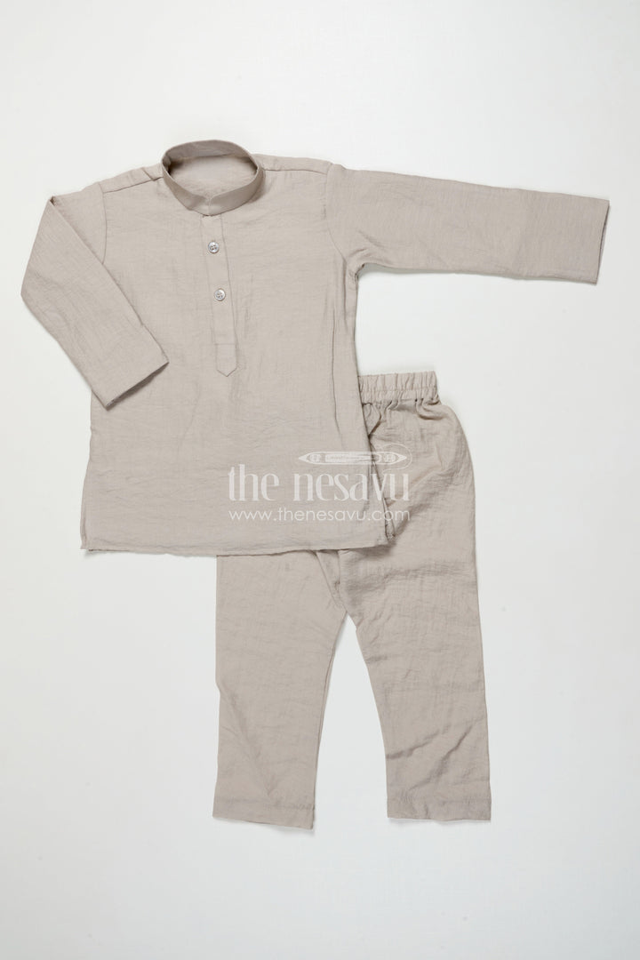 The Nesavu Boys Jacket Sets Boys Ethnic Cotton Kurta Set with Patchwork for Temple and School Functions Nesavu Nesavu boys cotton kurta set embroidered patch temple visits ethnic celebrations