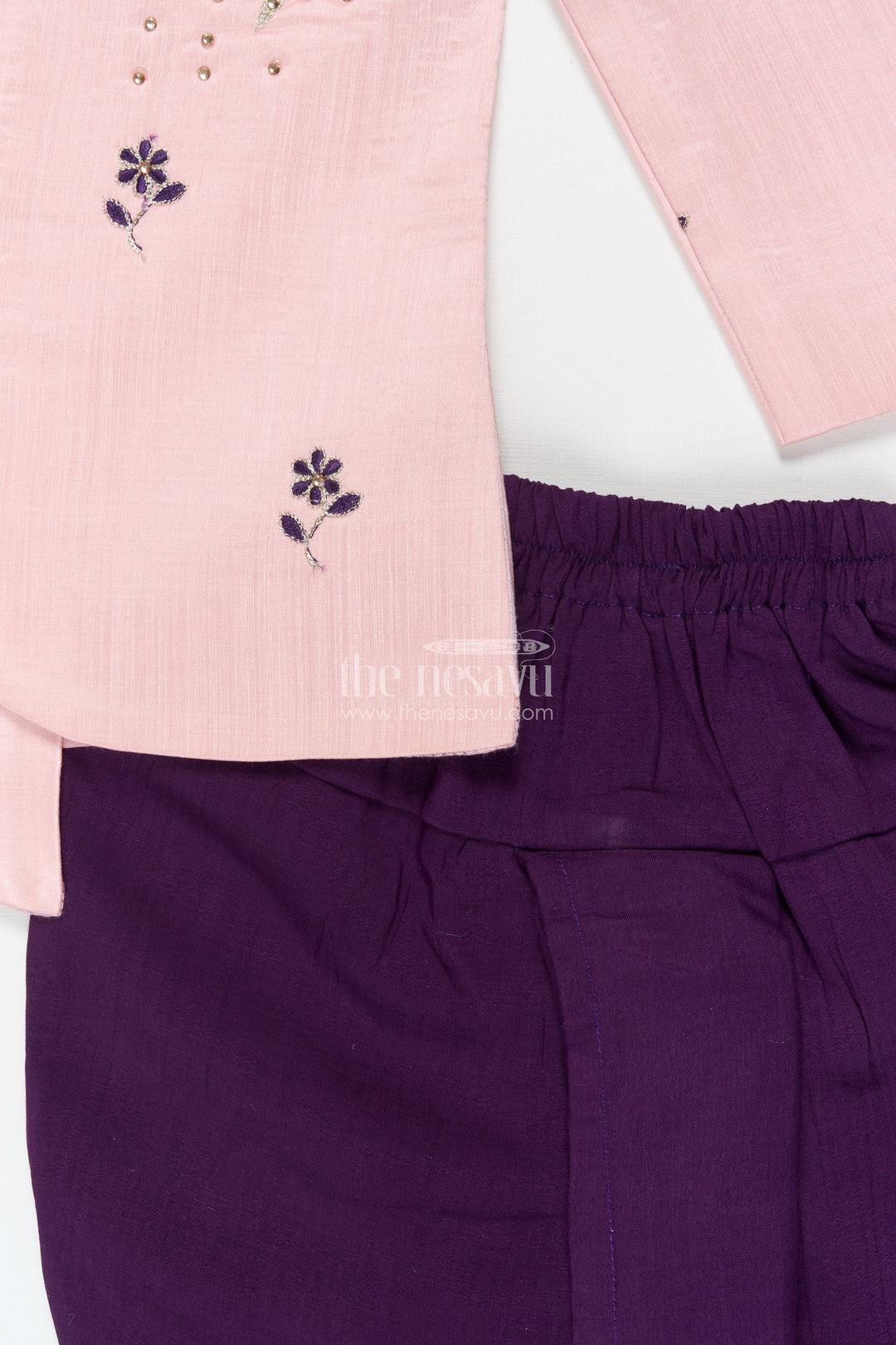 The Nesavu Boys Dothi Set Boys Ethnic Dhoti Set for Traditional Functions and Weddings Nesavu Nesavu boys dhoti kurta set in silk blend with embroidery for weddings and traditional ceremonies