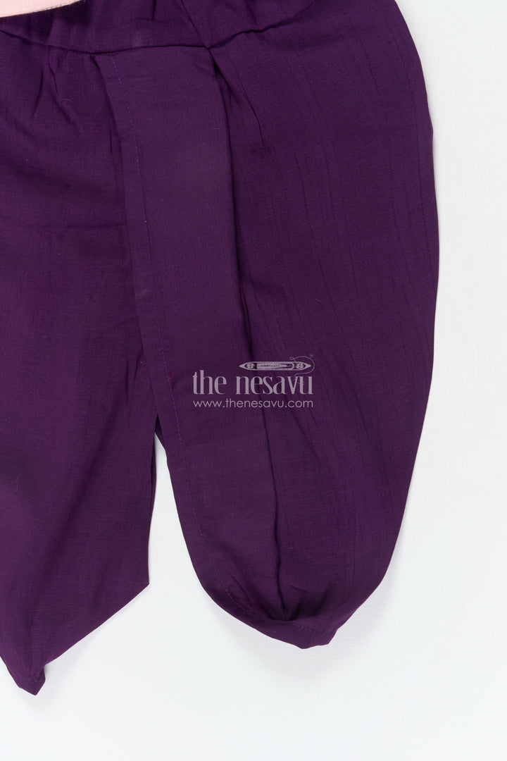 The Nesavu Boys Dothi Set Boys Ethnic Dhoti Set for Traditional Functions and Weddings Nesavu Nesavu boys dhoti kurta set in silk blend with embroidery for weddings and traditional ceremonies