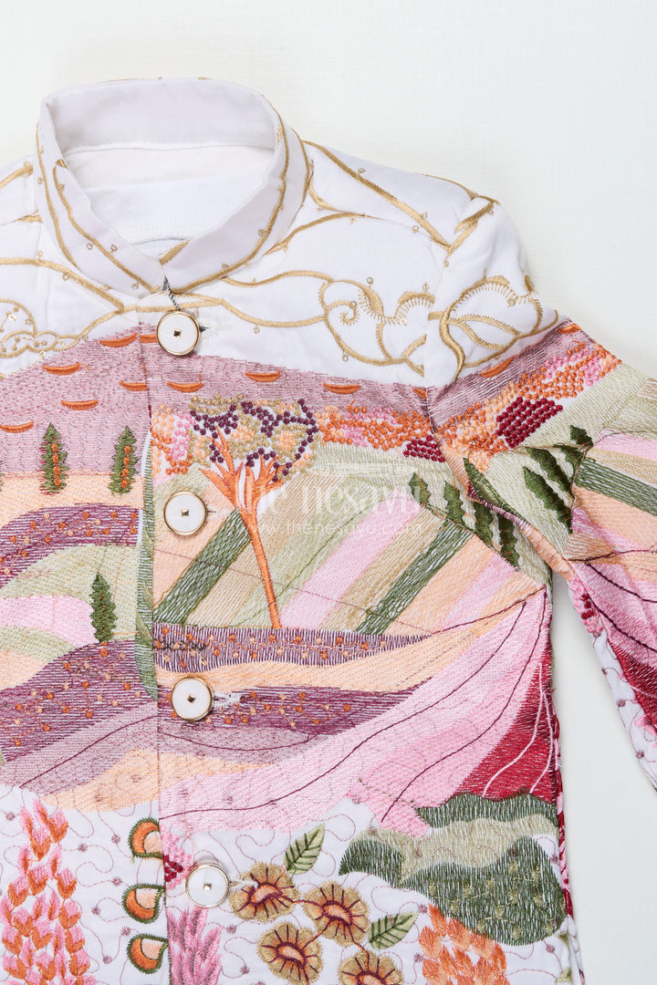 The Nesavu Boys Jacket Sets Boys Ethnic Jacket Set for Cultural Events and Functions Nesavu Nesavu boys ethnic jacket set silk blend designer embroidery festive occasions