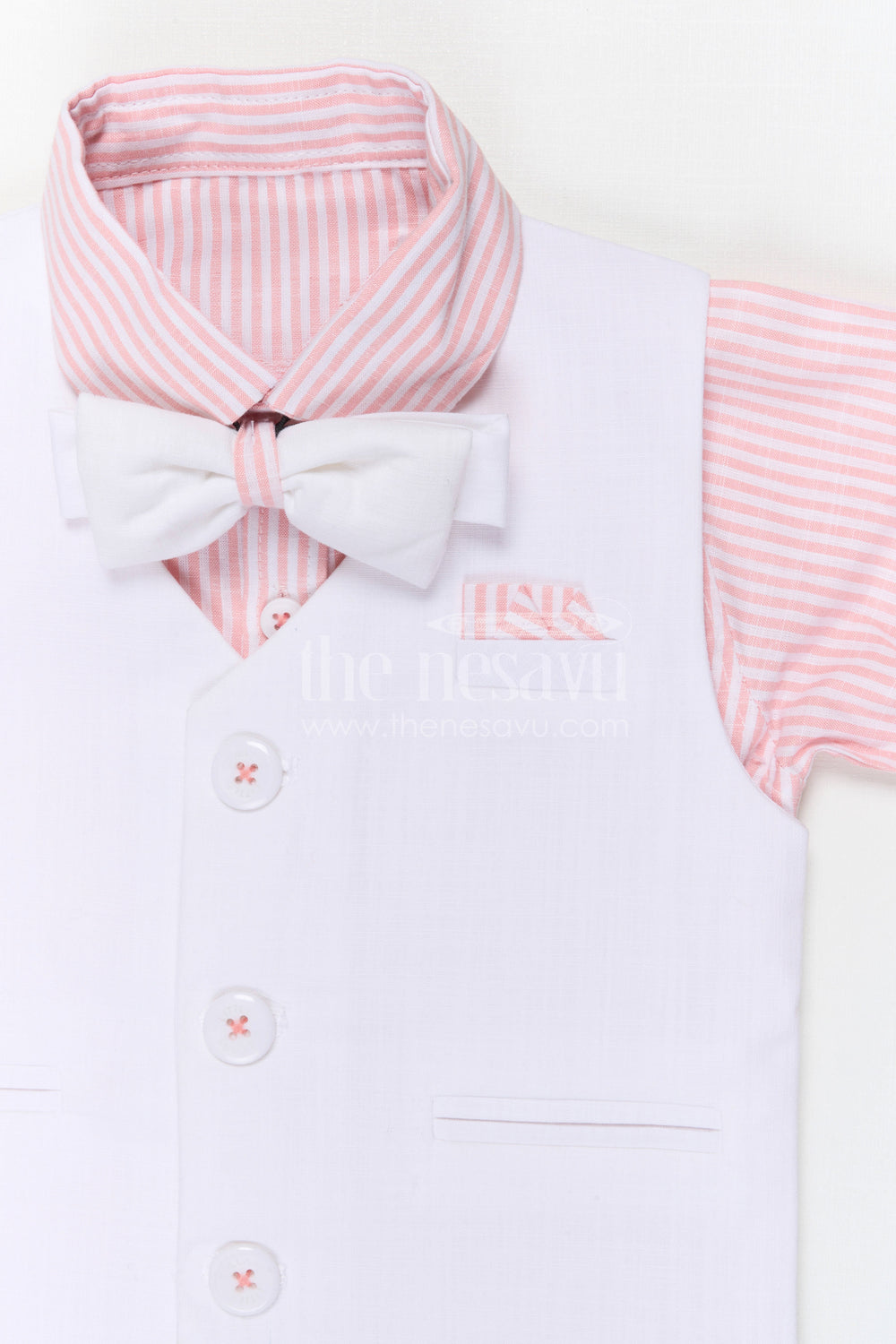 The Nesavu Boys Jacket Sets Boys Ethnic Jacket Set for Weddings and Festive Occasions Nesavu Nesavu boys cotton jacket set with striped design for weddings festive occasions and family celebrations