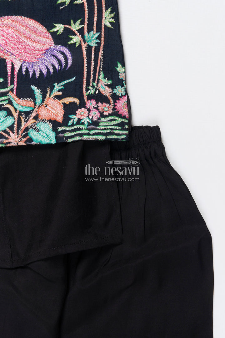 The Nesavu Boys Jacket Sets Boys Ethnic Jacket Set with Embroidered Bird Motif for Weddings and Receptions Nesavu Nesavu boys embroidered jacket set bird motif festive ethnic wear weddings family events