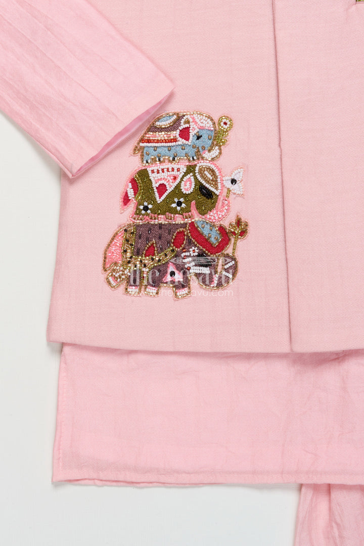 The Nesavu Boys Jacket Sets Boys Ethnic Jacket Set with Embroidered Festive Waistcoat Nesavu Nesavu boys ethnic jacket set designer patch jacket cultural events festive occasions