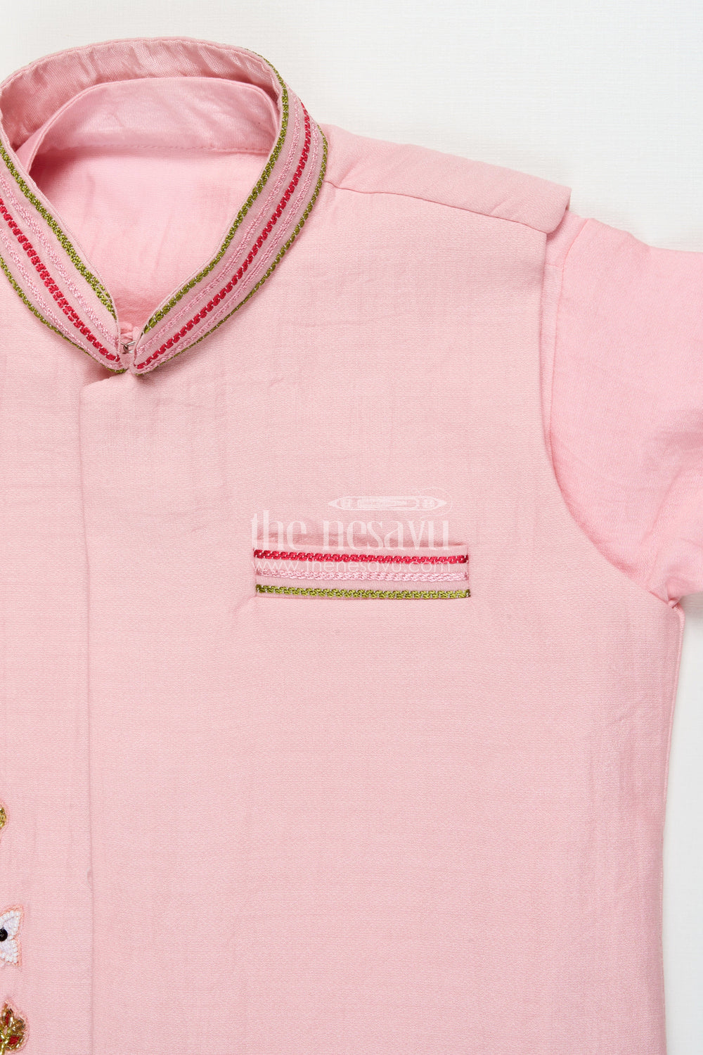 The Nesavu Boys Jacket Sets Boys Ethnic Jacket Set with Embroidered Festive Waistcoat Nesavu Nesavu boys ethnic jacket set designer patch jacket cultural events festive occasions