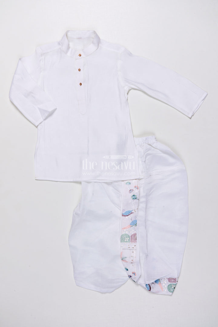 The Nesavu Boys Jacket Sets Boys Ethnic Kurta Jacket Set with Embroidery for Weddings and Family Events Nesavu Nesavu boys kurta jacket set embroidery silk blend festive outfit weddings special occasions