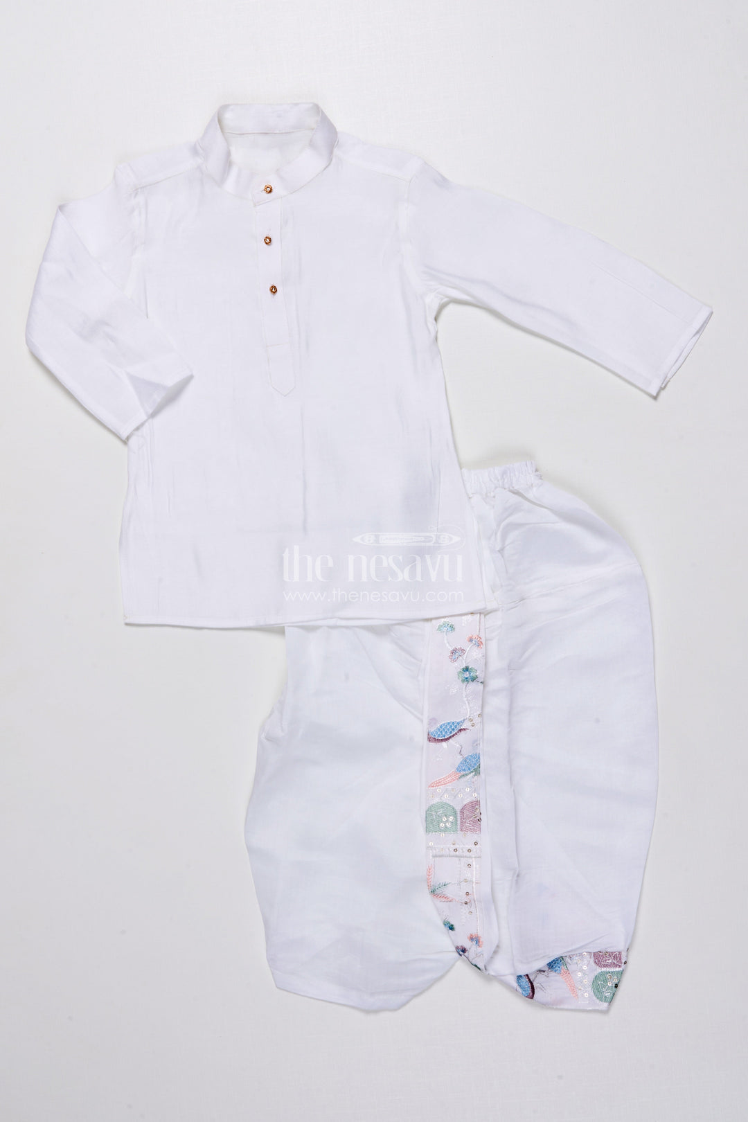 The Nesavu Boys Jacket Sets Boys Ethnic Kurta Jacket Set with Embroidery for Weddings and Family Events Nesavu Nesavu boys kurta jacket set embroidery silk blend festive outfit weddings special occasions