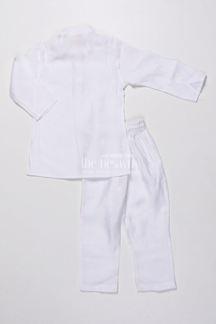 The Nesavu Boys Jacket Sets Boys Ethnic Kurta Jacket Set with Embroidery for Weddings and Family Events Nesavu Nesavu boys kurta jacket set embroidery silk blend festive outfit weddings special occasions