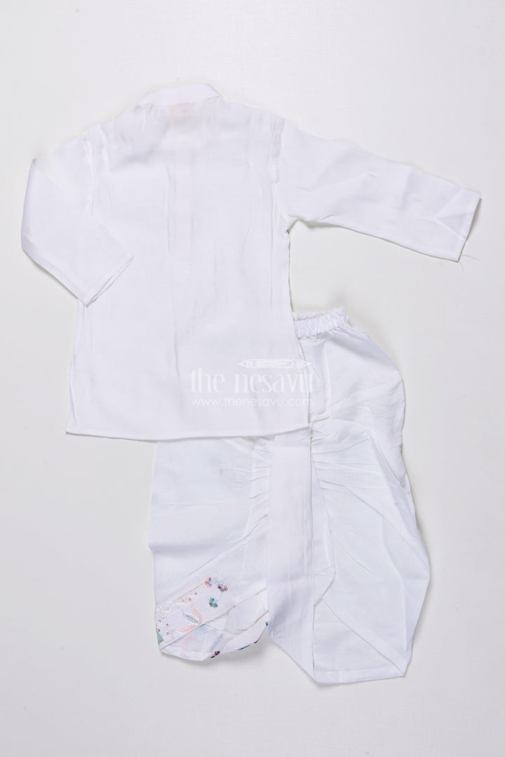 The Nesavu Boys Jacket Sets Boys Ethnic Kurta Jacket Set with Embroidery for Weddings and Family Events Nesavu Nesavu boys kurta jacket set embroidery silk blend festive outfit weddings special occasions