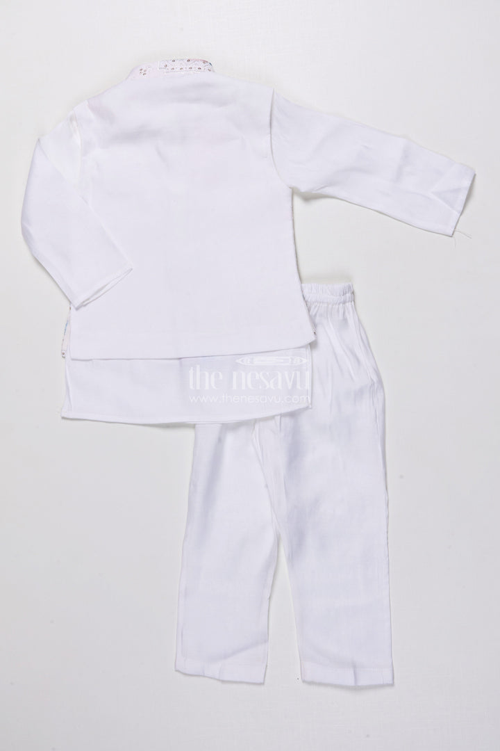 The Nesavu Boys Jacket Sets Boys Ethnic Kurta Jacket Set with Embroidery for Weddings and Family Events Nesavu Nesavu boys kurta jacket set embroidery silk blend festive outfit weddings special occasions
