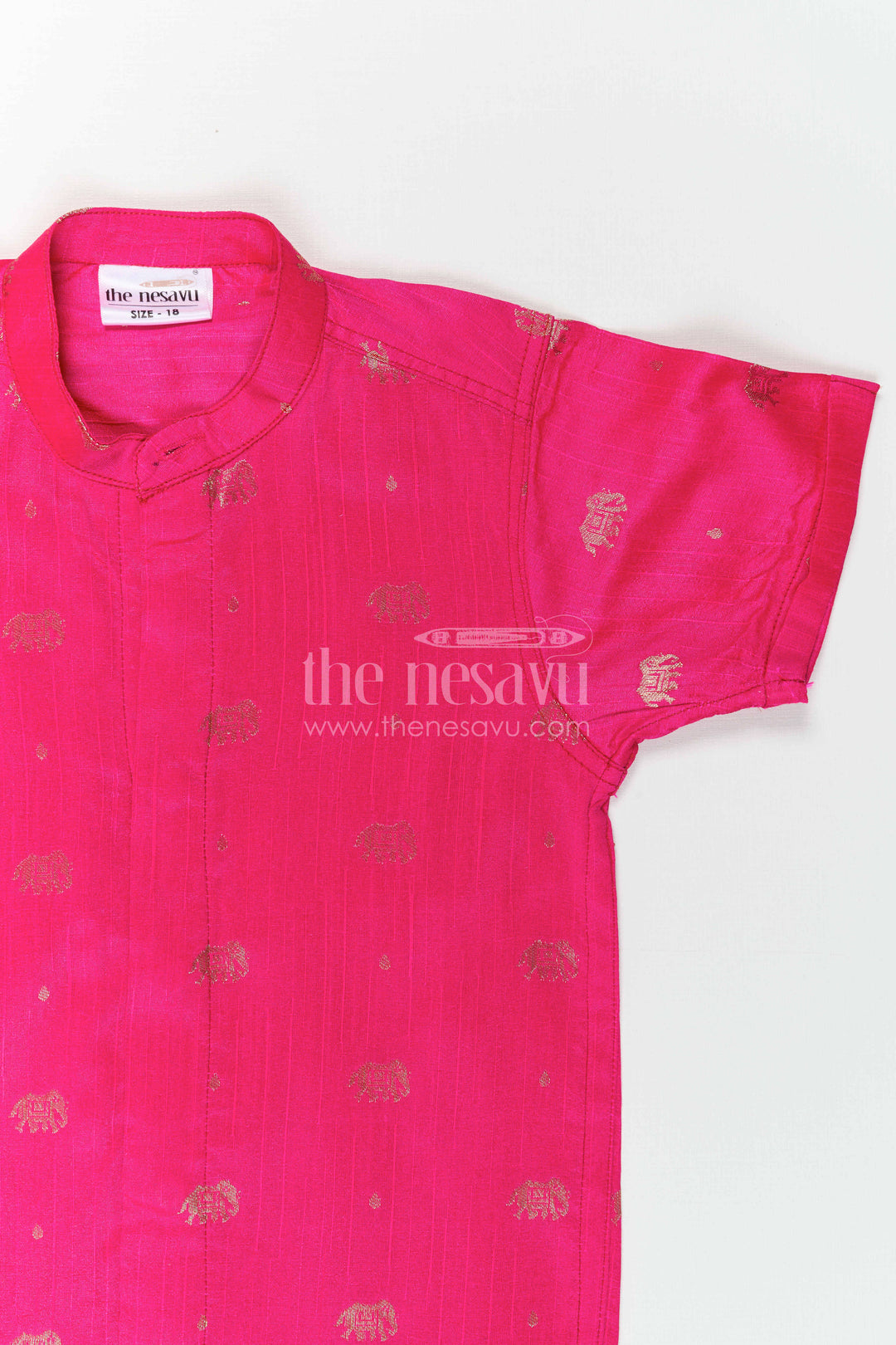 The Nesavu Boys Silk Shirt Boys Ethnic Silk Shirt for Festive Traditions and Cultural Functions Nesavu Nesavu Boys Ethnic Raw Silk Shirt With Jacquard Elephant Butta For Traditional Celebrations