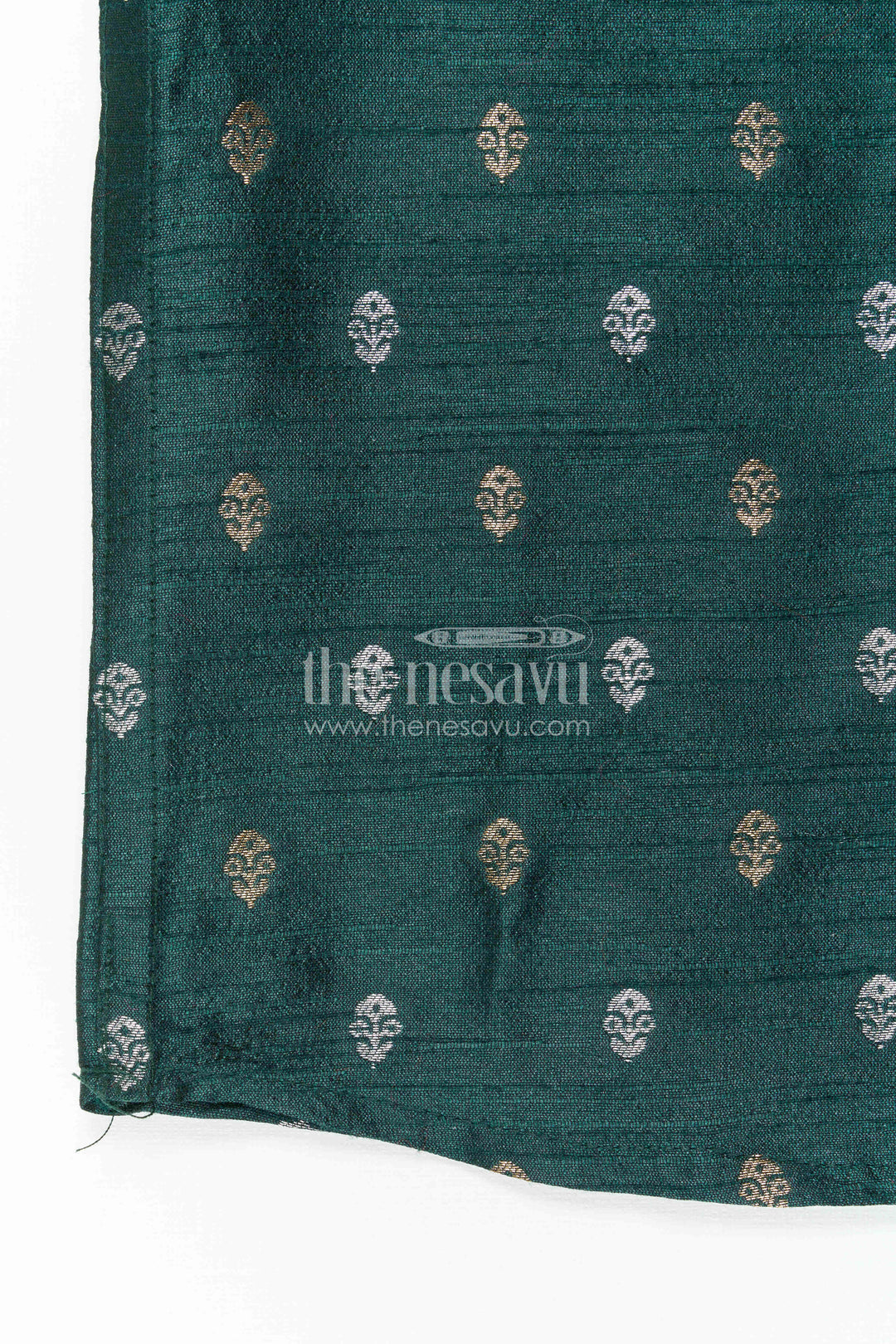 The Nesavu Boys Silk Shirt Boys Ethnic Silk Shirt for Festive Traditions and Temple Celebrations Nesavu Nesavu Boys Raw Silk Shirt With Jacquard Butta Weave For Festive Traditions And Weddings