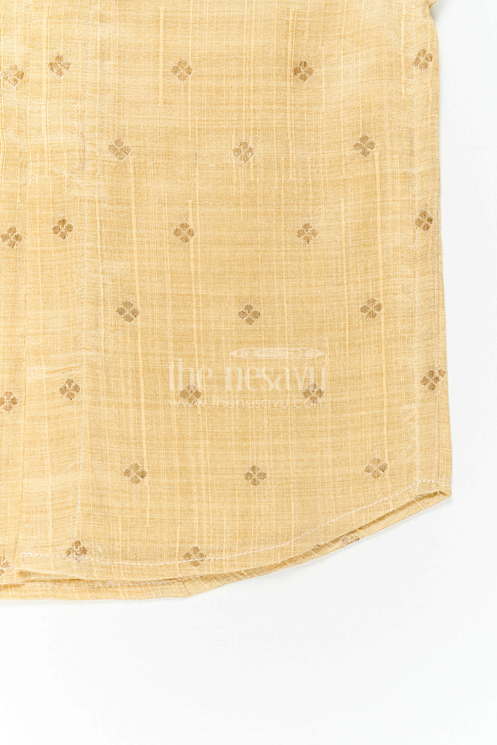 The Nesavu Boys Silk Shirt Boys Ethnic Silk Shirt for Traditional Ceremonies and Festive Dressing Nesavu Nesavu Boys Ethnic Raw Silk Shirt With Jacquard Butta Weave For Cultural Celebrations