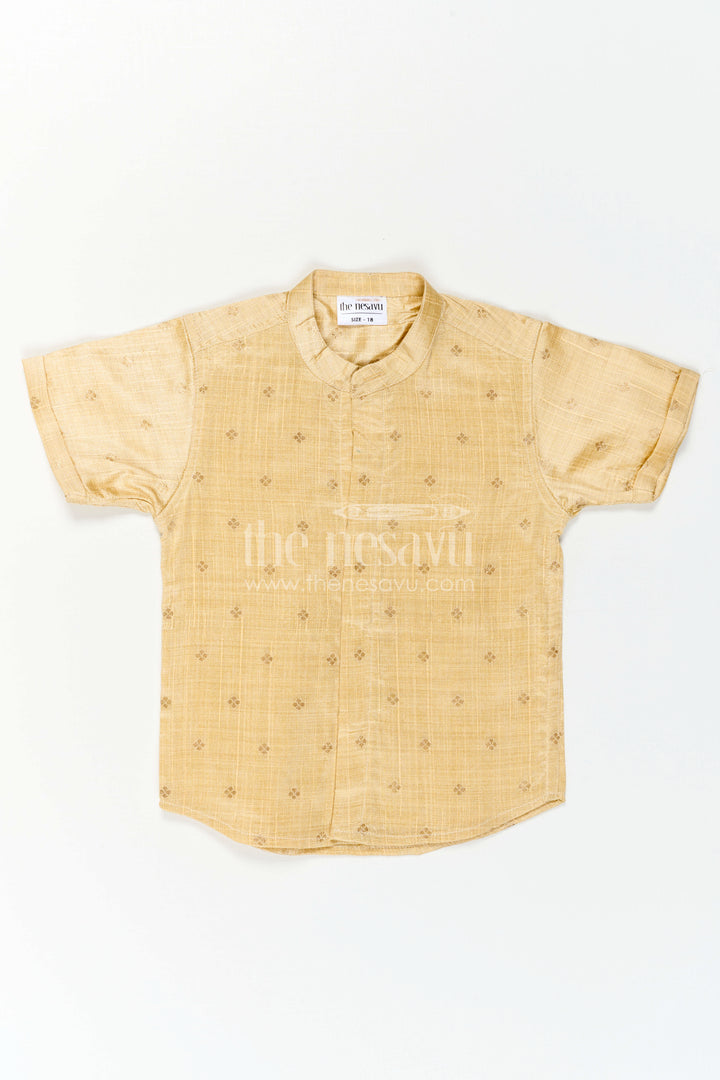 The Nesavu Boys Silk Shirt Boys Ethnic Silk Shirt for Traditional Ceremonies and Festive Dressing Nesavu Nesavu Boys Ethnic Raw Silk Shirt With Jacquard Butta Weave For Cultural Celebrations