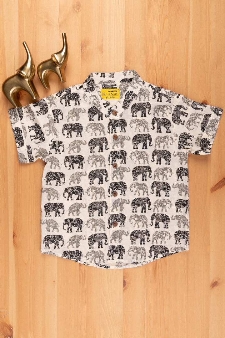 The Nesavu Boys Cotton Shirt Boys' Fashion with an Elephant Twist | Mul Cotton | Nesavu | Cute and Quirky Kids' Clothing psr silks Nesavu