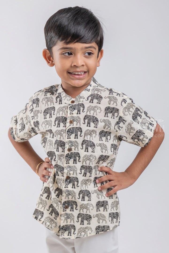 The Nesavu Boys Cotton Shirt Boys' Fashion with an Elephant Twist | Mul Cotton | Nesavu | Cute and Quirky Kids' Clothing psr silks Nesavu