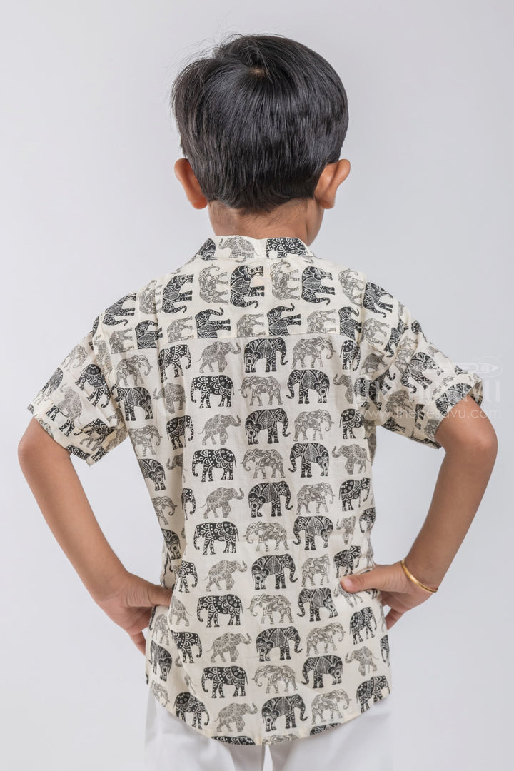 The Nesavu Boys Cotton Shirt Boys' Fashion with an Elephant Twist | Mul Cotton | Nesavu | Cute and Quirky Kids' Clothing psr silks Nesavu