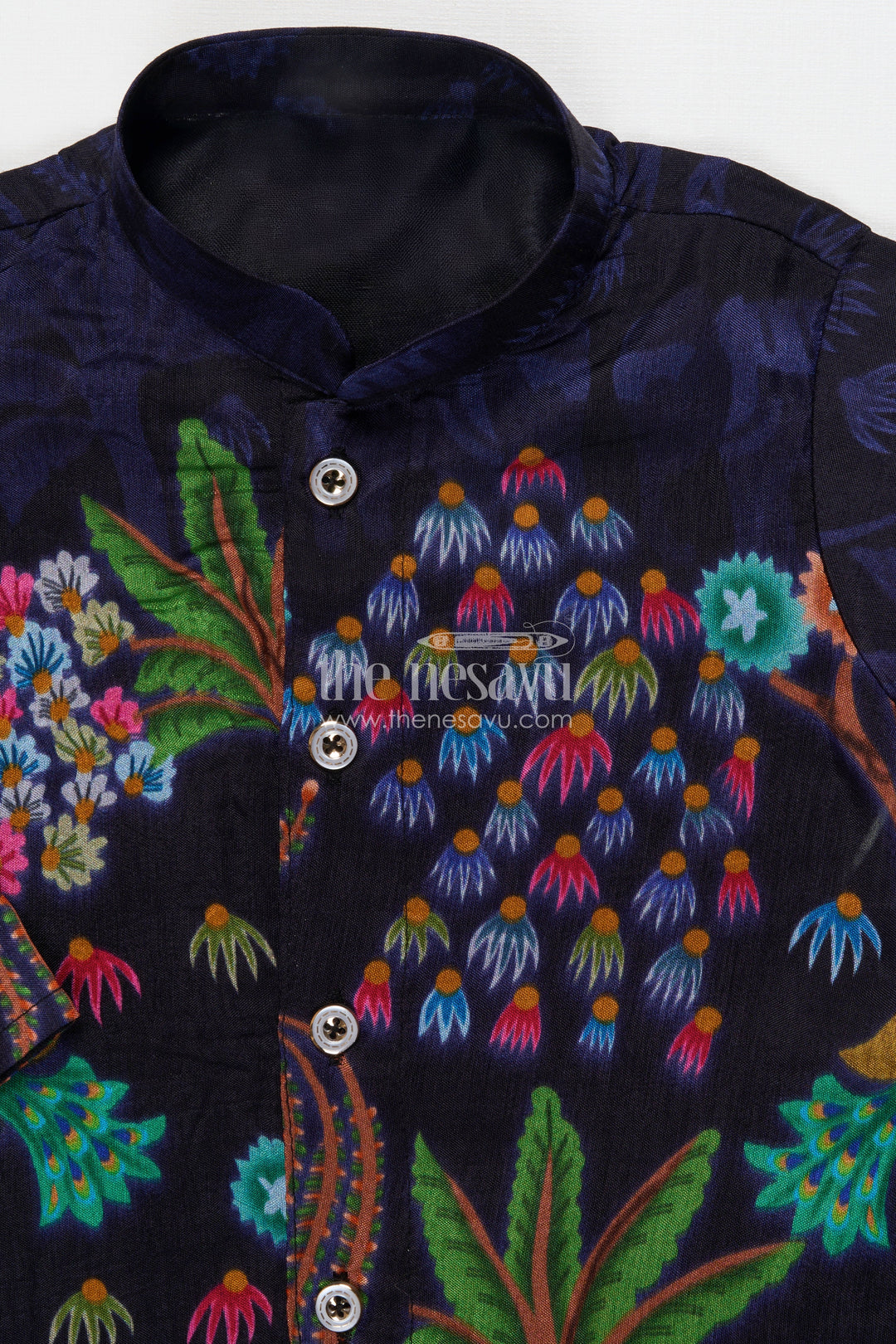 The Nesavu Boys Jacket Sets Boys Festive Jacket Kurta Set for Weddings and Photo Sessions Nesavu Nesavu boys festive jacket kurta set with digital print – perfect for weddings and stage events