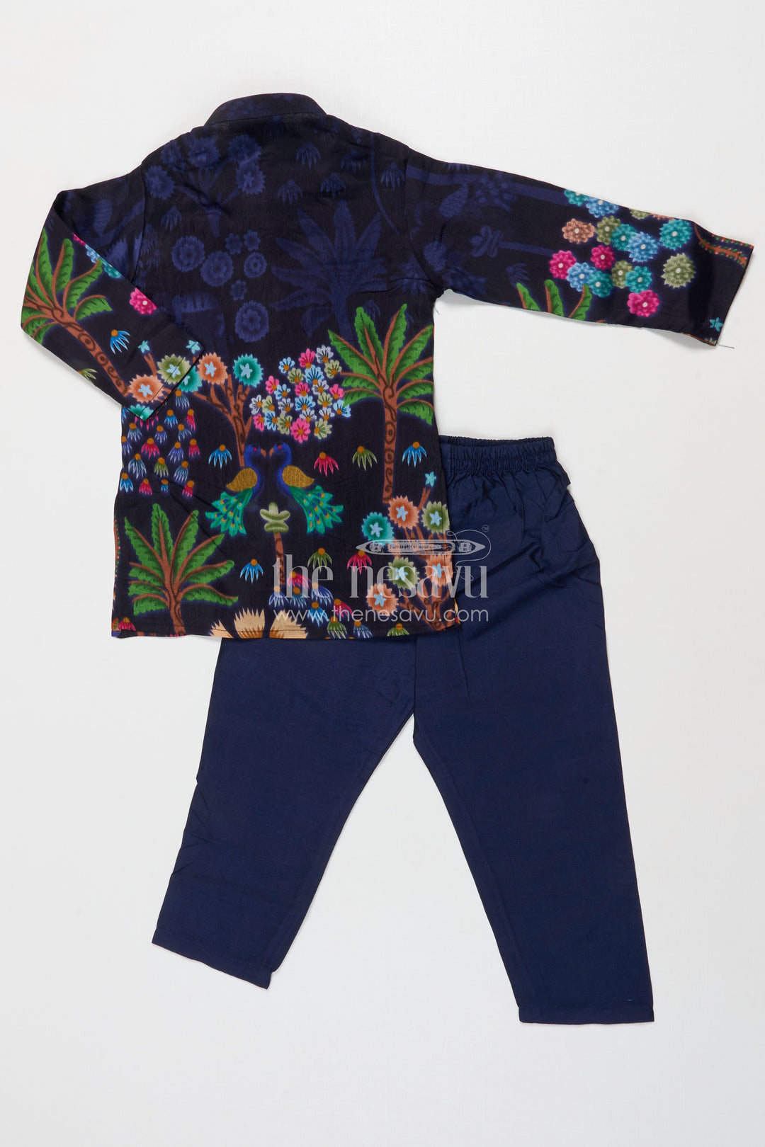 The Nesavu Boys Jacket Sets Boys Festive Jacket Kurta Set for Weddings and Photo Sessions Nesavu Nesavu boys festive jacket kurta set with digital print – perfect for weddings and stage events