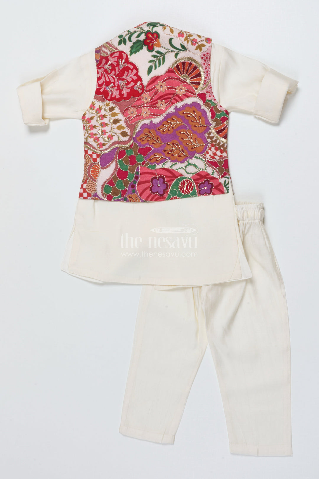 The Nesavu Boys Jacket Sets Boys Festive Jacket Set for Family Functions and Cultural Wear Nesavu Nesavu boys jacket kurta set embroidered Nehru jacket ethnic functions festive days