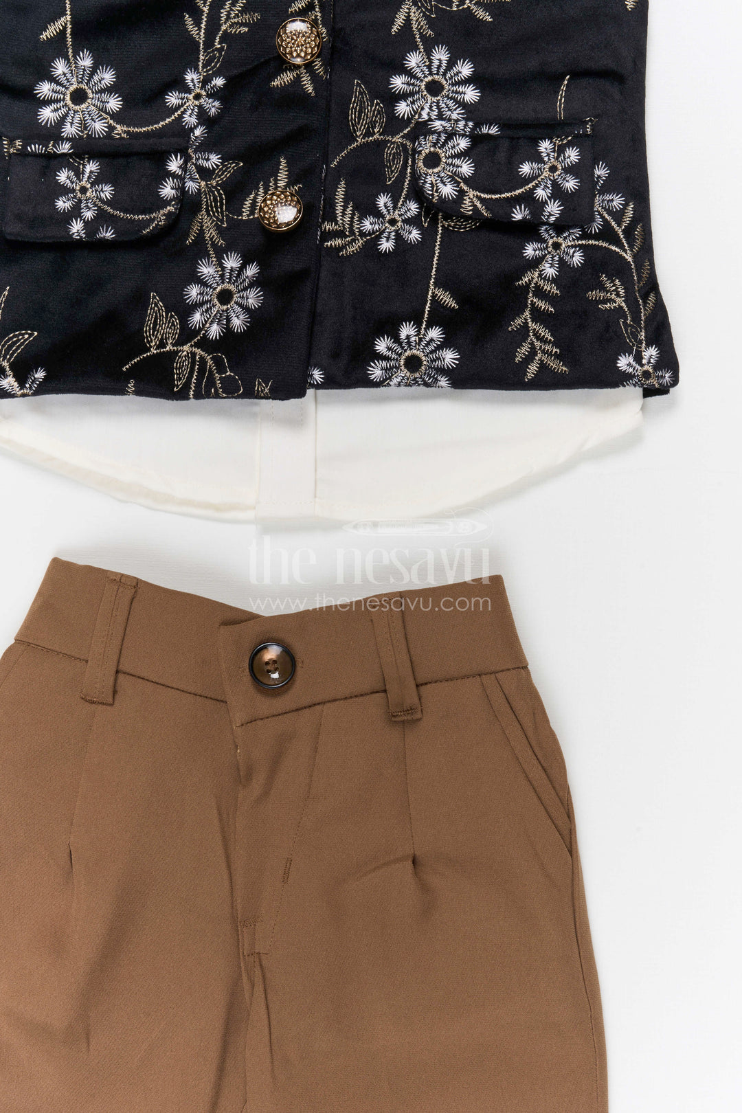 The Nesavu Boys Jacket Sets Boys Festive Jacket Set for Weddings Nesavu Nesavu boys cotton cambric embroidered jacket set for weddings festive celebrations and special events