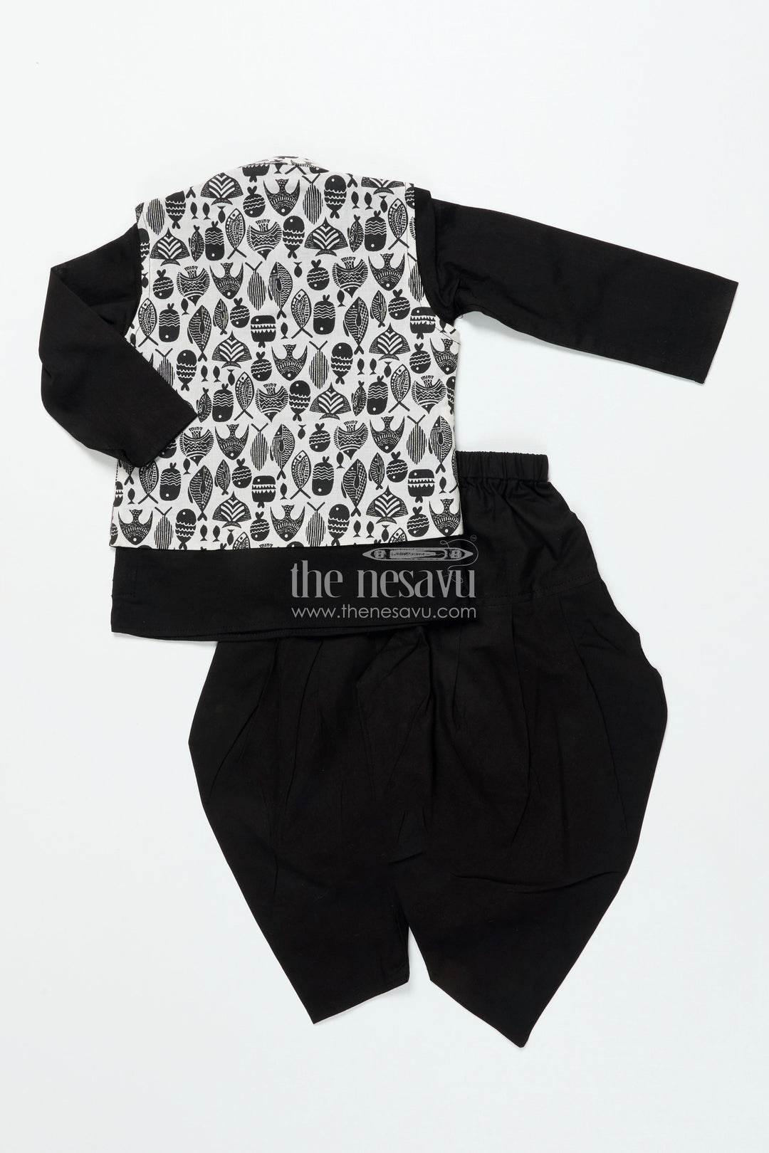 The Nesavu Boys Jacket Sets Boys Festive Jacket Set with Digital Print for Weddings and Birthdays Nesavu Nesavu boys silk blend festive jacket set digital print birthday ethnic celebrations