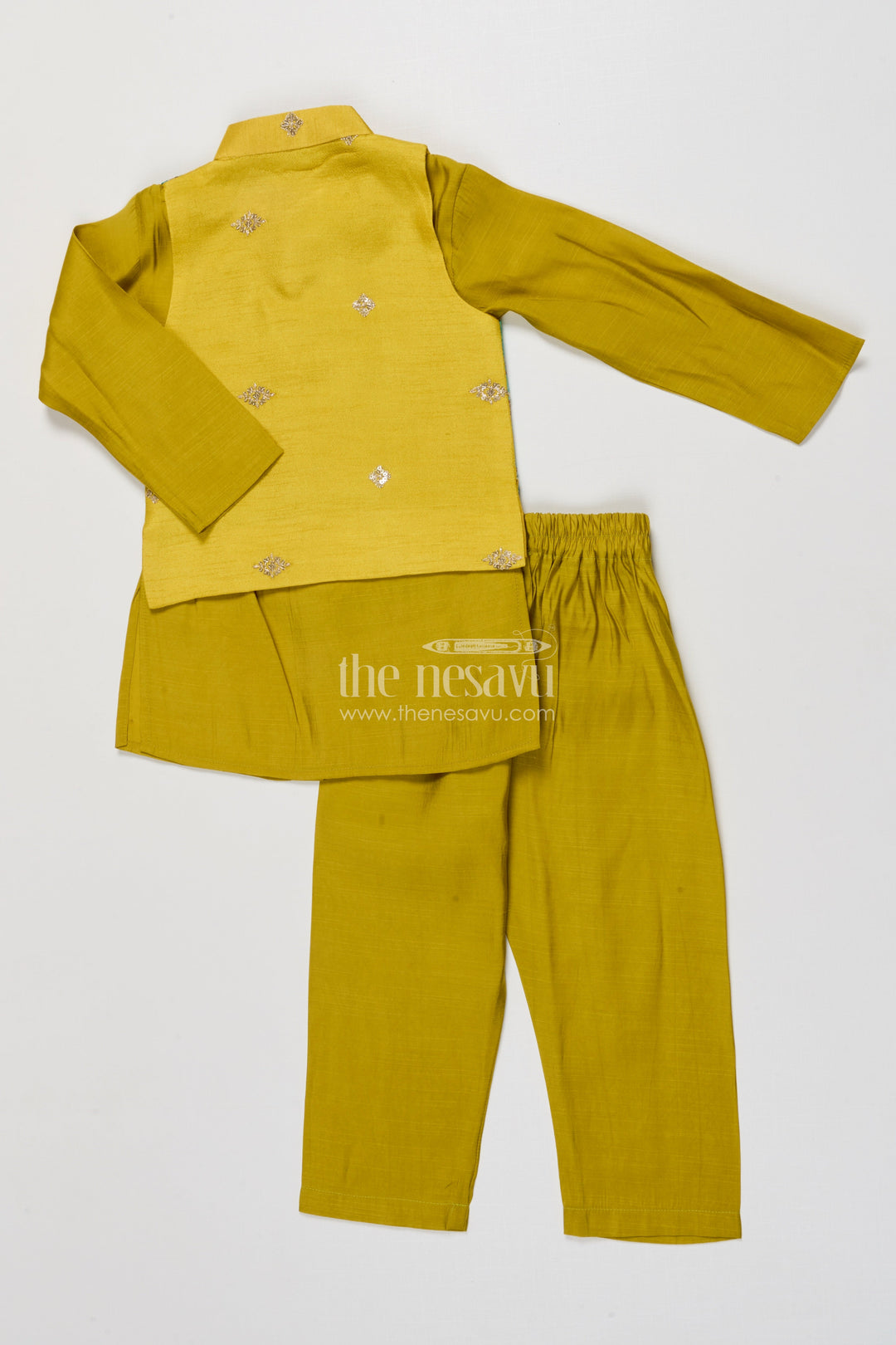 The Nesavu Boys Jacket Sets Boys Festive Jacket Set with Embroidered Digital Print for Weddings Nesavu Nesavu boys ethnic jacket set embroidered digital print weddings festive functions