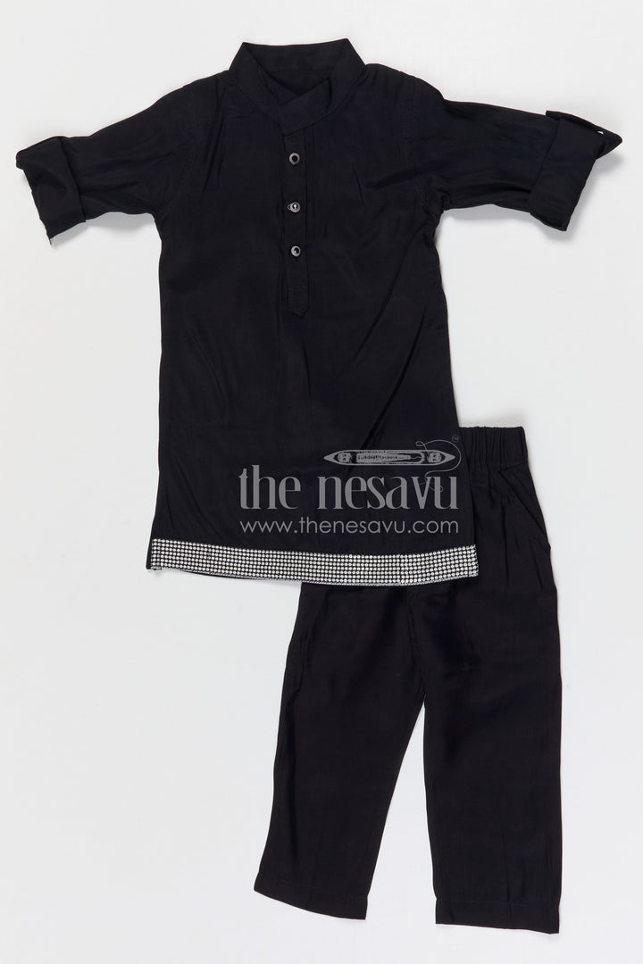 The Nesavu Boys Jacket Sets Boys Festive Kurta Jacket Set for Weddings and Celebrations Nesavu Nesavu boys silk cotton embroidered kurta jacket set for weddings festive celebrations and family occasions