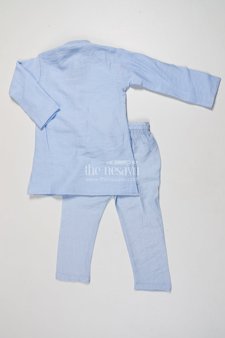 The Nesavu Boys Jacket Sets Boys Festive Kurta Set with Patch Embroidery for Ethnic Day and Pujas Nesavu Nesavu boys ethnic cotton kurta set designer patch festive school days family pujas