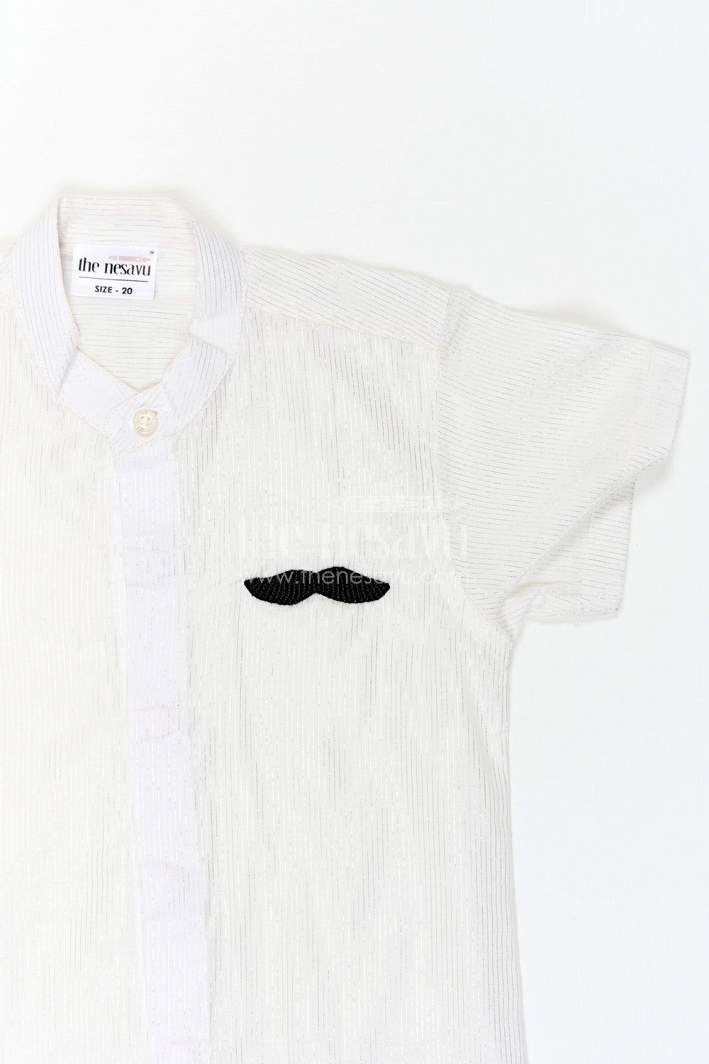 The Nesavu Boys Cotton Shirt Boys Festive Shirt for Celebration Photos Nesavu Nesavu Boys Festive Shirt For Celebration Photos With Lurex Zari Cotton And Moustache Applique