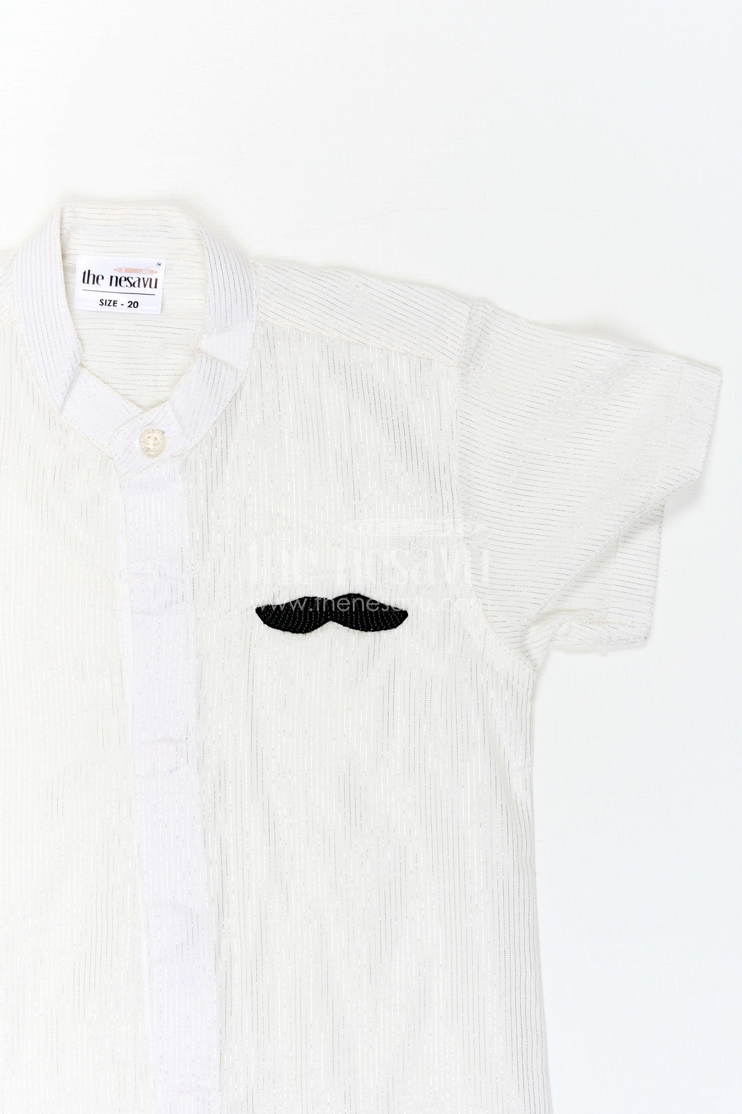The Nesavu Boys Cotton Shirt Boys Festive Shirt for Celebration Photos Nesavu Nesavu Boys Festive Shirt For Celebration Photos With Lurex Zari Cotton And Moustache Applique