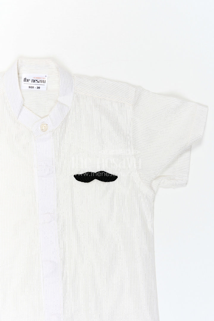 The Nesavu Boys Cotton Shirt Boys Festive Shirt for Celebration Photos Nesavu Nesavu Boys Festive Shirt For Celebration Photos With Lurex Zari Cotton And Moustache Applique