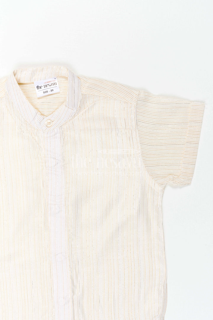 The Nesavu Boys Cotton Shirt Boys Festive Shirt for Family Celebration Wear Nesavu Nesavu Boys Festive Shirt For Family Celebration Wear With Lurex Zari Cotton And Mandarin Collar
