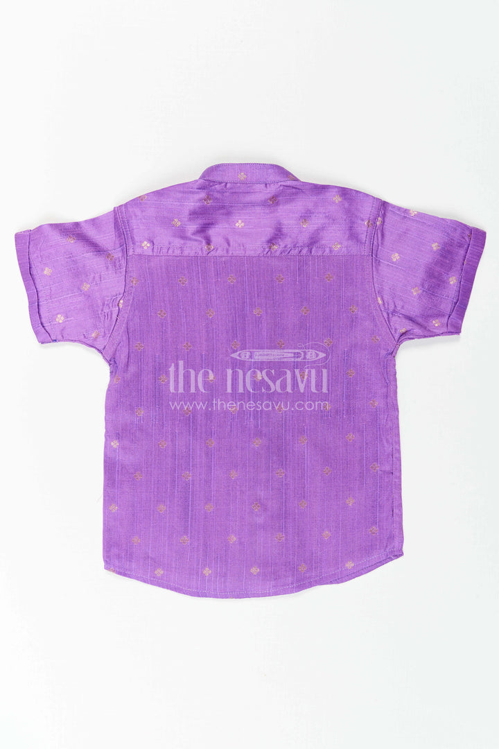 The Nesavu Boys Silk Shirt Boys Festive Silk Shirt for Temple Visits and Special Occasions Nesavu Nesavu Boys Festive Raw Silk Shirt With Jacquard Butta Design For Cultural Events