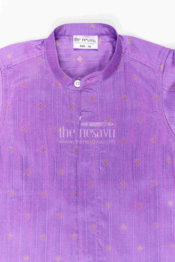 The Nesavu Boys Silk Shirt Boys Festive Silk Shirt for Temple Visits and Special Occasions Nesavu Nesavu Boys Festive Raw Silk Shirt With Jacquard Butta Design For Cultural Events