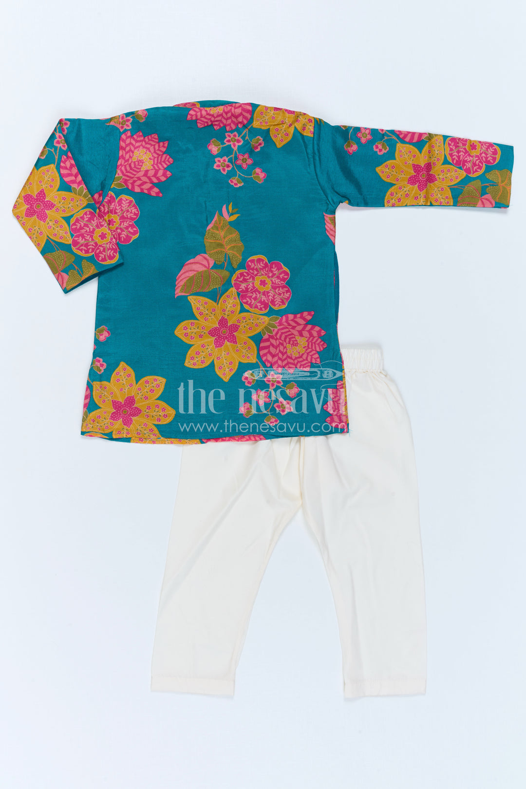 The Nesavu Boys Kurtha Set Boys Floral Kurta Set for Festive Family Celebrations Nesavu Nesavu Boys Floral Kurta Set With Digital Print For Festive Celebrations And Family Functions