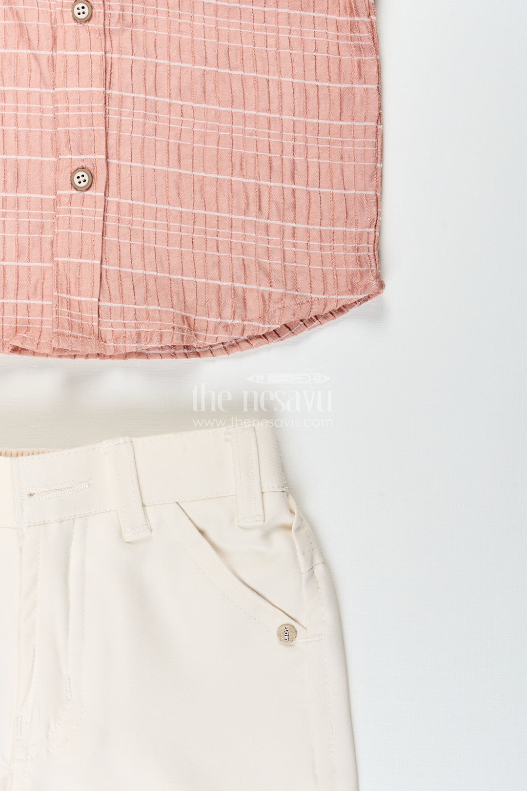 The Nesavu Boys Casual Set Boys Formal Casual Outfit with Bow Tie for Birthday Brunch Nesavu Nesavu boys crushed georgette shirt shorts set bow tie brunches birthdays