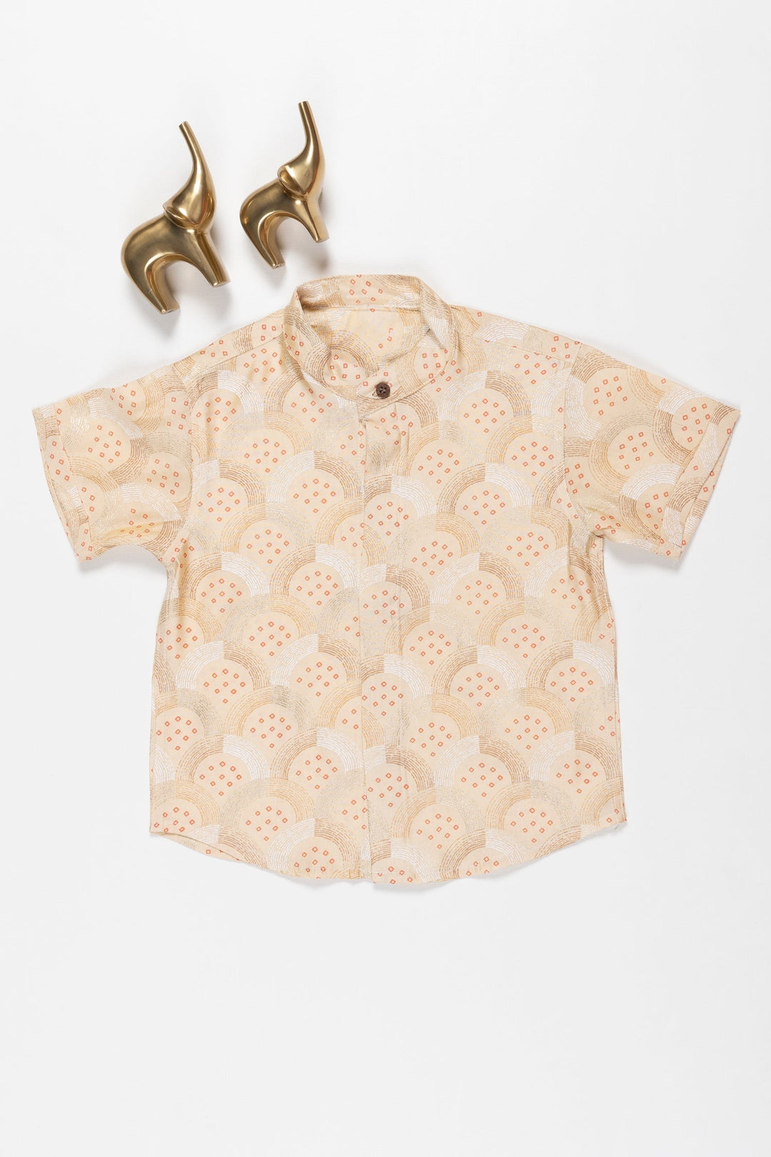 The Nesavu Boys Cotton Shirt Boys Geometric Pattern Cotton Shirt - Casual Elegance Nesavu 16 (1Y) / Red / Viscose Silk BS134A-16 Boys' Cotton Shirt with Geometric Print | Comfort & Style for Everyday Wear | The Nesavu