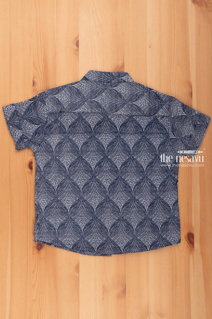 The Nesavu Boys Linen Shirt Boys Grey Shirt with Jaipuri Print Nesavu Newborn Dresses Online | Cute Newborn Dresses | the Nesavu