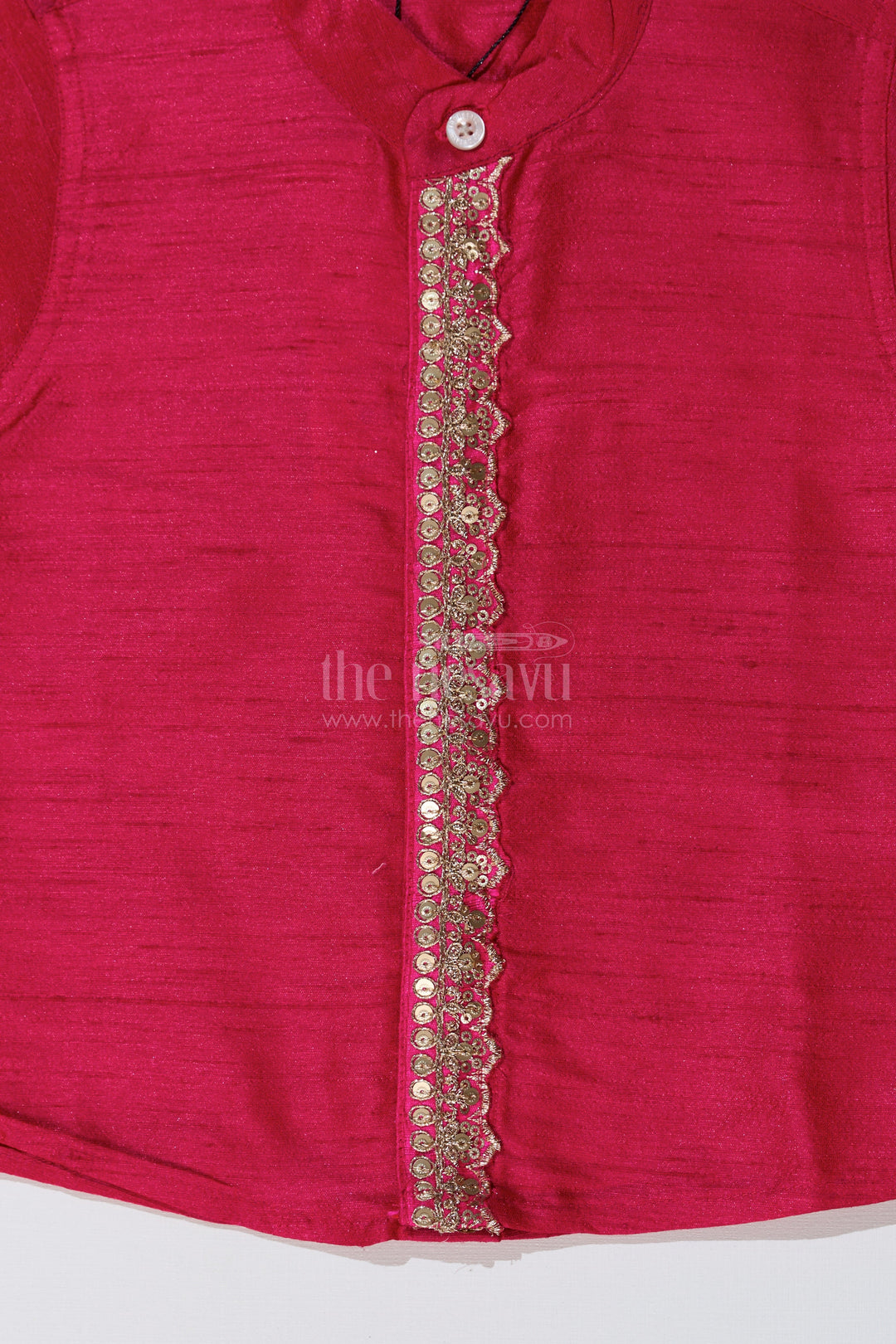 The Nesavu Boys Silk Shirt Boys Half Sleeve Collar Shirt in Silk Blend with Decorative Embroidery for Ethnic Wear Nesavu Nesavu Boys Half Sleeve Silk Shirt Collar Embroidered Panel Traditional Wear